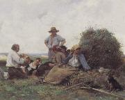 Julien  Dupre, Harvesters At Rest